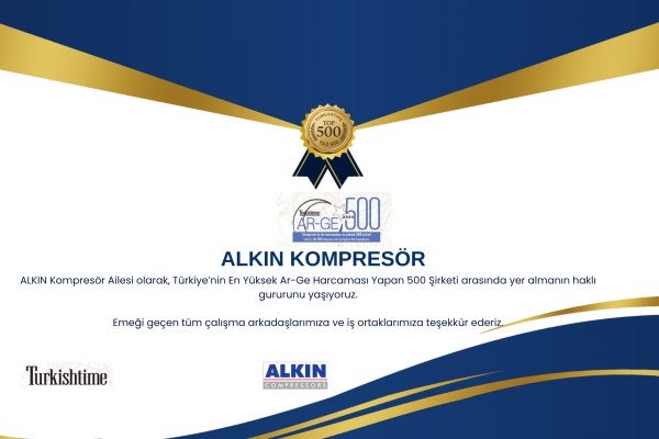 ALKIN Kompresör, Ar-Ge 500 Listesinde!
